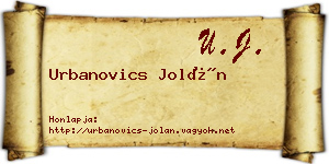 Urbanovics Jolán névjegykártya