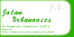 jolan urbanovics business card